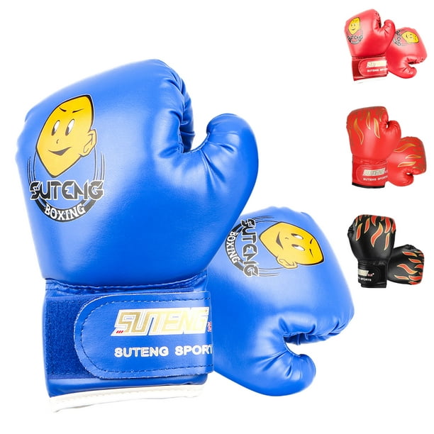 Age 3 to 7 Years Child Punching Bag Sparring Training Sports Training Gloves for Children with High-Grade PU Leather Muay Thai Suit for Kickboxing Kids Boxing Gloves Blue